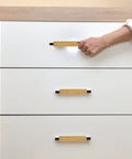 Solid Wood Long Cabinet Handles For Wardrobes And Kitchen Drawers Built Tough With Aluminum Wood Blend 96mm Black Finish