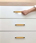 Sturdy Black Cabinet Pulls For Kitchen And Furniture Round Solid Wood Door Handles With Aluminum Accents 96mm Hole Spacing Easy Grip