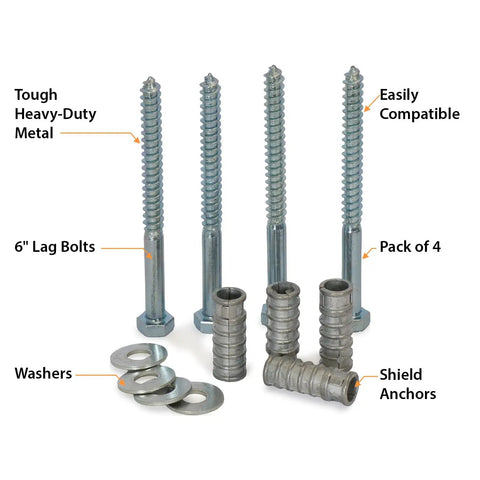 Beefy Heavy Duty Concrete Anchors Hardware Kit For Parking Curb Wheel Stop And Speed Bump With 6 Inch Lag Bolts And Screws