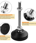 Heavy Duty Adjustable Furniture Levelers With Swivel M8 Thread Feet, Ultra Tough Nylon Base Pads for stable furniture support.