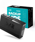 Front view of a Seven Outlet UPS Battery Backup and Surge Protector for computer, router, modem, office gear with USB C and RJ45 ports.
