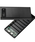 Totally Legit Battery Pack Enclosure With Dual USB Charging Ports For Fast Charge Power Bank Shell And Badass DIY Electronics Case For Weekend Adventures, black housing with electronic components visible.