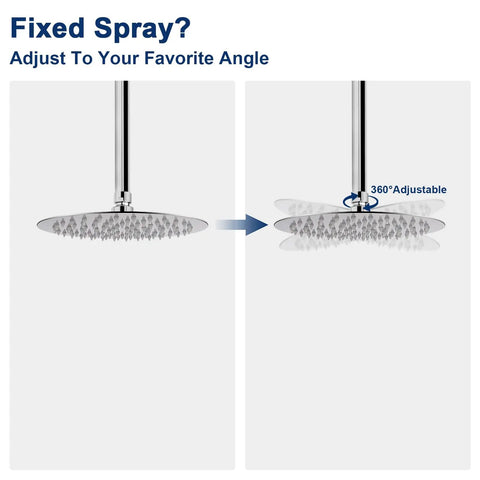 Solid Brass Shower Head Swivel Ball Connector For 8 Inch Shower Head With G One Half Male Thread 360 Degree Adjustable Swivel Chrome Finish RustProof No Fuss Install And No Flow Restriction, 360° adjustable shower head angle