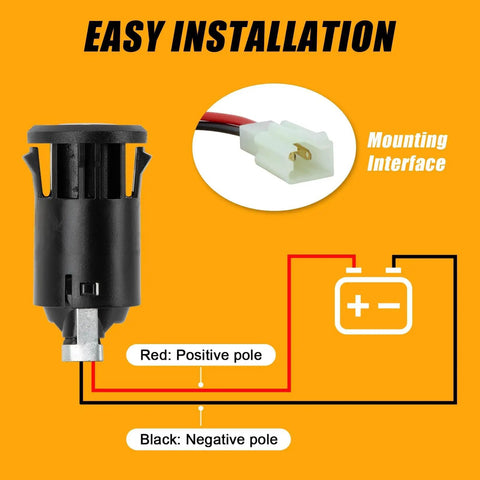 Key Ignition Switch For Electric Bikes And Scooters With 2 Wire Lock Zinc Alloy Lock Slick Install Start Stop Power On Off Ebike Accessory with wiring guide and mounting interface