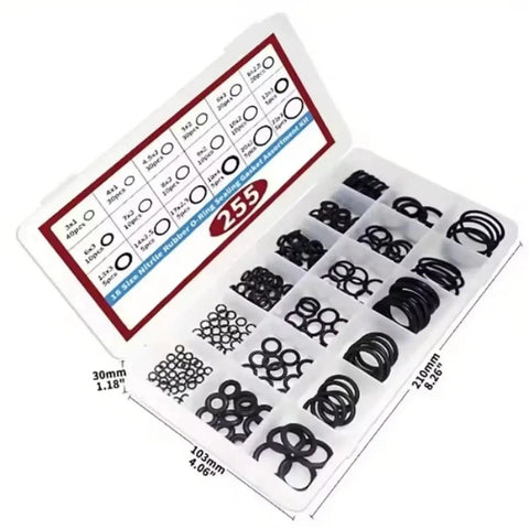 Two Box O Ring Set With 510 Pieces Total 18 Size Metric NBR Rubber Gasket Sealing Kit opened showing assorted sizes