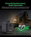 Falcon AP1 Mini Smoke Purifier For Laser Engravers shown in quiet bedroom, 56 dB operation, compact design on desk
