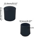 30 Pack 0.39 Inch Door Stop Bumper Caps Black Rubber Wall Protectors shown in two sizes with dimensions labeled.