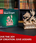 Mind Blowing Wood Dragon 3D Puzzle For Adults With Hidden Compartment box and assembled dragon sculpture on table