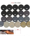 Top Shelf 30 Pack 3 Inch Hook Loop Sanding Discs Waterproof Silicon Carbide Rounds 60 To 10000 Grit Wet Dry Sandpaper For Steel Wood Glass Deburring That Gets It Done Fast assorted sandpaper grits displayed.