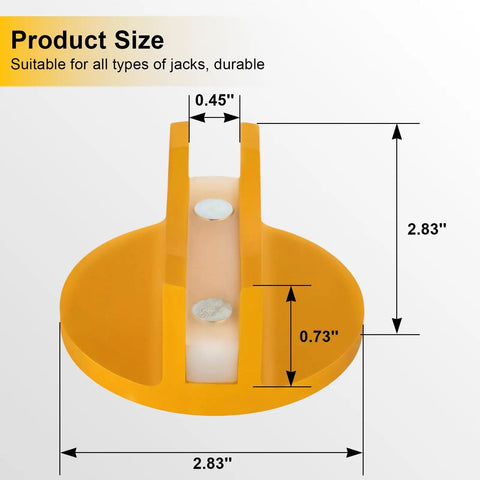 Universal Aluminum Magnetic Jack Pad with 0.4 Inch Weld Slots Pinch Weld Frame Rail Adapter Orange Pad dimensions shown