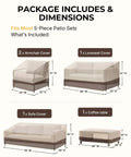 Five Piece Outdoor Patio Furniture Cover Set Waterproof 600D Built Tough Covers For Chairs Loveseat Sofa And Coffee Table