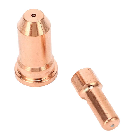 Solid Crafted 1.5Mm Copper Nozzle Electrode Kit With 10 Pieces For PT100 Series Plasma Cutter, High-Temp And Durable consumables Set showing two copper tips.