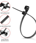 Heavy Duty Black Zip Ties With Screw Hole Mounting 12 Inch 75 Lbs Tensile Strength 200 Pack Nylon Cable Ties With Mounting Hole
