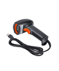 USB Handheld 1D 2D Barcode Scanner With QR Code Reader And Auxiliary Lighting, black and orange, IP54 dust and water resistant