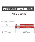 Top-Shelf T10 Security Torx Screwdriver Equipped with a Magnetic Tip and Insulated PVC Handle, Made of Rust-Resistant Chrome Vanadium Steel for Heavy-Duty Repairs, dimensions 2.95" x 75mm.