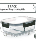 Glass Meal Prep Containers Set With Two Compartments 36 Oz Each Premium Borosilicate Glass Upgraded Snap Lock Lids
