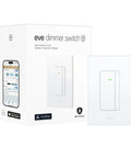 Matter Smart Dimmer Switch For Single-Pole Wiring With Neutral Wire, Compatible With Alexa, Apple Home, Google Home, And Smartthings, Requires Thread Border Router, UL Certified, Top-Shelf Smooth Dimming Vibes boxed with app interface.