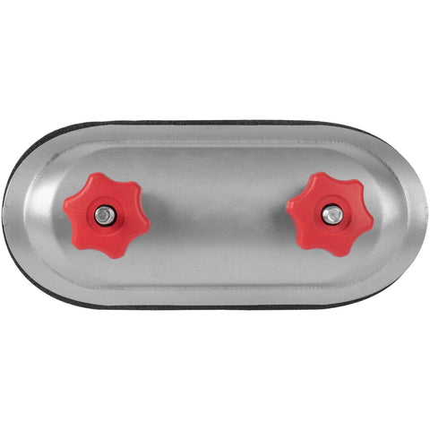 4-inch round duct access door on a galvanized steel cover with rubber gasket and two red knobs