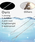 Comparison of strong braided stainless steel and frayed cable in water for five pack luggage safety cables, braided stainless steel with loops