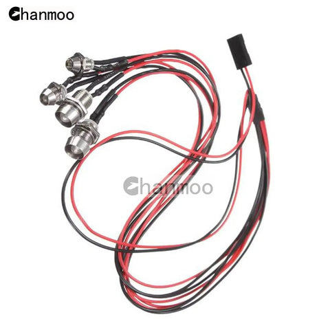 2 Pack 4 LED RC Car Light Kit White Headlights Red Taillights For Crawler Buggy Truck 4WD RC Vehicles Dope Upgrade With SCX10 SCX24 TRX4 TRX6 image showing LED cables and connectors