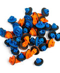 Premium Nylon Mudguard Flare Retainer Clip Kit Direct Replacement For Toyota Tacoma RAV4 Highlander FJ Cruiser 4Runner Fender Trim Bumper 38 Piece Multi Set Built Tough Weather Resistant Drop In Fit No Hassle Install Long Lasting Garage Gear blue and orange nylon clips on white background