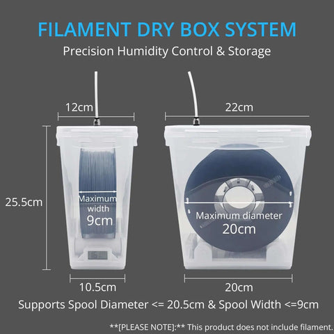 Heavy Duty 5.8L 3D Printing Filament Storage Box With Airtight Seal And Stackable Bins For 1kg Spools 1.75mm And 2.85mm Compatible