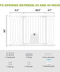 Auto Close Baby Gate With Cat Door, Adjustable 29.5 To 48.4 Inch Walk Through Safety Gate shown with extensions and components