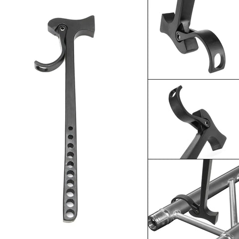 Black Aluminum Truss Hammer And Pin Remover Tool For Stage Lighting Two In One Rigging Hammer For Truss Assembly And Disassembly Quiet Pin Insertion And Removal Spigot Lighting Fit Heavy Duty Stage Gear, black aluminum, side view
