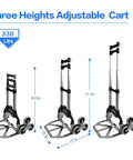 Stair Climbing Hand Truck With Aluminum Foldable Frame, 330 Lbs Ground Capacity, 155 Lbs On Steps, adjustable height settings