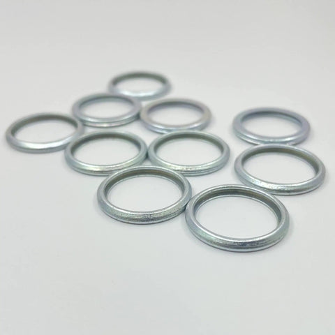 Subaru 10 Pack Oil Drain Plug Gaskets Crush Washers Kit 803916010 compatible with Outback Impreza Legacy, metal rings on surface