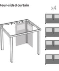 Diagram of a 10x10 Outdoor Gazebo Privacy Curtain Set With 4 Panels Waterproof Sidewalls With Zippers and Hidden Mesh Windows
