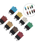 Heavy Duty 8 Pack Circuit Breaker Kit 3A To 30A Range With No Hassle Auto Reset Surge Guard for Car Truck RV Marine showing various circuit breakers.