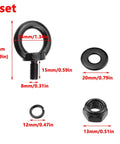 Heavy Duty M8 Stainless Steel Lifting Eye Bolts Set With Lock Nuts, Lock Washers And Flat Washers, 304 Grade, Black Finish
