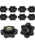 Grippy M5 X 25mm Star Knobs 10 Pack Knurled Through Hole Screw On Type For T Track Bolts And Mechanical Equipment Black