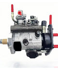 Tough As Nails Diesel Fuel Injection Pump Replacement For Cat And Perkins Engines with high pressure delivery and red fittings.