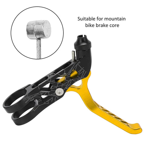 Top Shelf Aluminum Alloy Bicycle Brake Levers with a sleek matte gold finish, designed for mountain bike brake core adjustments.