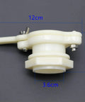 Side view of Four Pack Honey Gate Tap Valves For Beekeeping Food Grade Plastic Honey Extractor Spigots with measurements shown