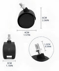 RuiJOTWAT 4Pcs Caster Wheels for Oil-Filled Radiators Swivel Casters with Brakes Replacement Wheels for Electric Heaters and Furniture Black dimensions shown.