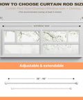 Diagram showing Matte White Curtain Rod Set 28 To 48 Inch 2 Pack With Brackets Splicing Adjustable Curtain Rod usage and sizing.