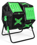 Dual Chamber 140L Tumbling Compost Bin For Easy Batch Composting, Fast Assemble Outdoor Compost Tumbler With Easy Setup