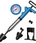Heavy Duty Air Toilet Plunger And Drain Auger Featuring A Smart Real Time Pressure Gauge for quick pipe unclogging.