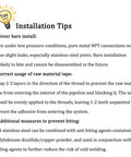 Installation tips for NPT pipe fittings featuring advice on sealant use and material compatibility for preventing leaks.