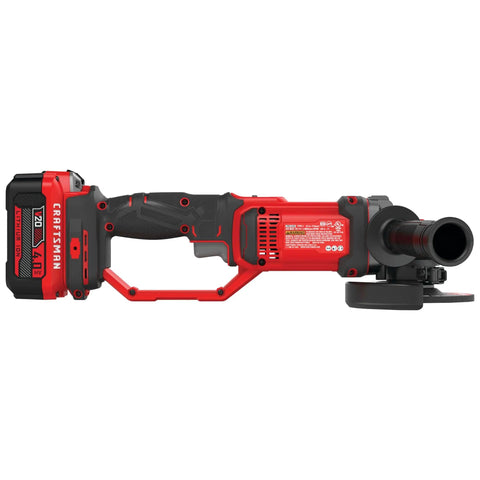 Side view of V20 Cordless Angle Grinder Kit With 4 1/2 Inch Disc, Battery And Charger Included, High Torque 8,500 RPM