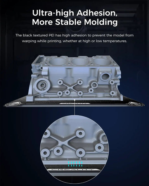 3D model on K1C Build Plate 235x235mm Textured PEI Sheet With Magnetic Flexible Spring Steel Bed, showcasing adhesion.