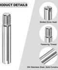 20 Pack M6 X 35mm Slotted Cylindrical Pin Dowel 304 Stainless Steel External Thread Locating Dowel Parallel Pins Features