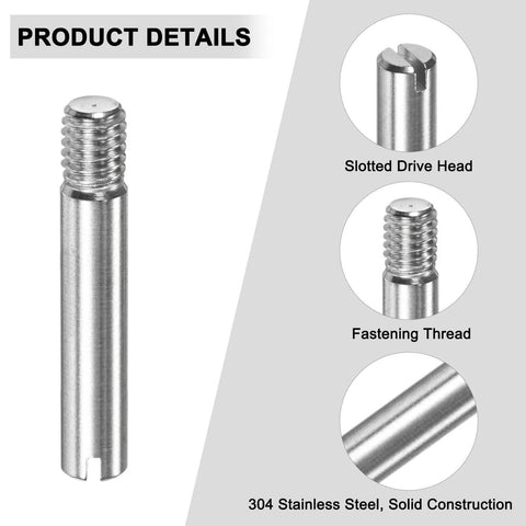 20 Pack M6 X 35mm Slotted Cylindrical Pin Dowel 304 Stainless Steel External Thread Locating Dowel Parallel Pins Features