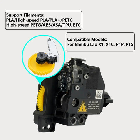 Beefed-Up Extruder Gear Kit For X1 And P1 Series with DLC Nano Coating Hardened Steel Dual Gear and POM Gear for 3D printers