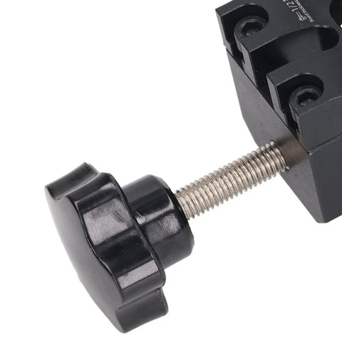 Adjustable clamping knob detail from Heavy-Duty Doweling Jig Drill Kit With Adjustable Depth Locator And Three Pro Bits.