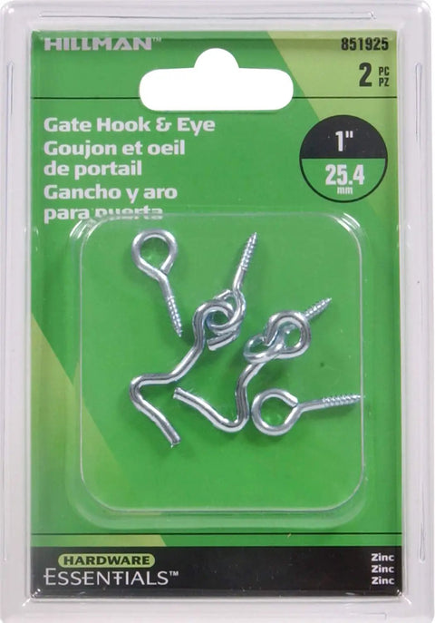 Tough One Inch Hook And Eye Latch In Heavy Duty Zinc Plated Steel For Knockout Door Cabinet Gate Shed Security With No Sweat Install Design For Home Yard Or Warehouse Jobs in packaging
