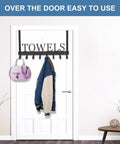 Over The Door Towel Rack With 8 Heavy Duty Hooks Wall Mount Option Must Have Space Saver Rust Resistant Manganese Steel